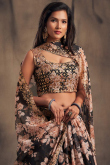Sequins Embroidered Organza Black Plus Size Lehenga