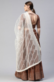 Sequins Embroidered Georgette Dark Brown Lehenga