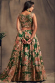 Sequins Embroidered Georgette Green Lehenga for Eid