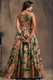 Sequins Embroidered Georgette Green Plus Size Lehenga