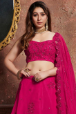 Sequins Embroidered Georgette Hot Pink Lehenga
