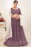 Sequins Embroidered Georgette Mauve Lehenga