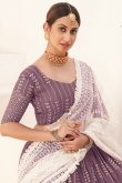 Sequins Embroidered Georgette Mauve Lehenga