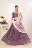 Sequins Embroidered Georgette Mauve Lehenga
