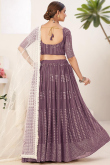 Sequins Embroidered Georgette Mauve Lehenga