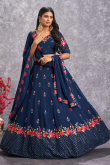 Georgette Lehenga in Navy Blue colour for Wedding 