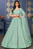 Sequins Embroidered Georgette Seafoam Green Lehenga