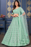 Sequins Embroidered Georgette Seafoam Green Lehenga