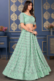 Sequins Embroidered Georgette Seafoam Green Lehenga