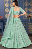 Sequins Embroidered Georgette Seafoam Green Lehenga