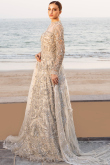 Sequins Embroidered Light Beige Floor Length Net Gown