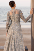 Sequins Embroidered Light Beige Floor Length Net Gown