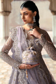 Sequins Embroidered Light Purple Floor Length Net Gown