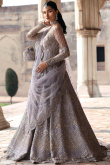 Sequins Embroidered Light Purple Floor Length Net Gown