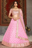 Sequins Embroidered Net Carnation Pink Lehenga
