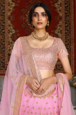 Sequins Embroidered Net Carnation Pink Lehenga