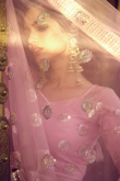 Sequins Embroidered Net Carnation Pink Party Wear Lehenga