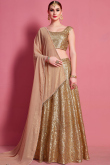 Net Lehenga in Dark Beige colour with Sequins Work for Party 