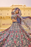 Sequins Embroidered Net Indigo Blue Lehenga