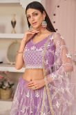 Sequins Embroidered Net Light Mauve Lehenga