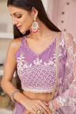 Sequins Embroidered Net Light Mauve Lehenga