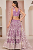 Sequins Embroidered Net Light Mauve Lehenga
