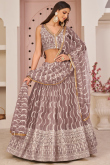 Sequins Embroidered Net Mauve Taupe Mauve Lehenga