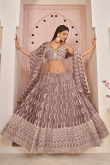 Sequins Embroidered Net Mauve Taupe Mauve Lehenga