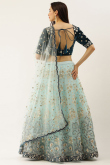 Sequins Embroidered Net Mint Blue Lehenga