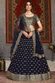Sequins Embroidered Net Navy Blue Lehenga
