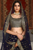 Sequins Embroidered Net Navy Blue Lehenga