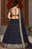 Sequins Embroidered Net Navy Blue Lehenga