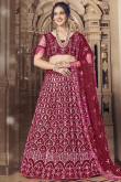 Sequins Embroidered Net Pink Party Wear Lehenga