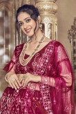 Sequins Embroidered Net Pink Party Wear Lehenga
