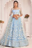 Sequins Embroidered Net Powder Blue Lehenga
