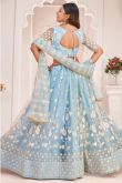 Sequins Embroidered Net Powder Blue Lehenga