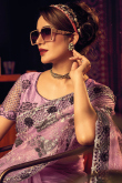 Sequins Embroidered Net Ultra Pink Saree