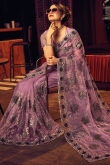Sequins Embroidered Net Ultra Pink Saree