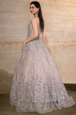 Sequins Embroidered Pale Pink Floor Length Net Gown