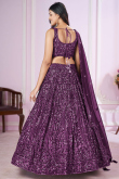 Sequins Embroidered Plum Purple Georgette Panelled Lehenga