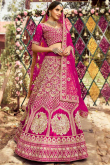 Sequins Embroidered Raw Silk Cerise Pink Lehenga