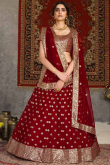 Sequins Embroidered Red Net A Line Bridal Lehenga