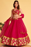 Sequins Embroidered Ruby Pink Flared Style Georgette Lehenga