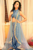 Sequins Embroidered Satin Grey Jacket Style Dhoti
