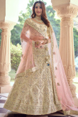 Sequins Embroidered Silk Cream Beige Lehenga