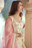 Sequins Embroidered Silk Cream Beige Lehenga