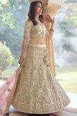 Sequins Embroidered Silk Cream Beige Lehenga