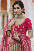Sequins Embroidered Velvet Rani Pink Lehenga
