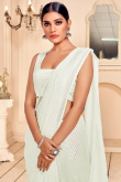 Sequins Georgette White Party Wear Saree
