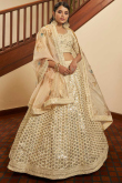 Sequins Work Embroidered Art Silk Beige Lehenga